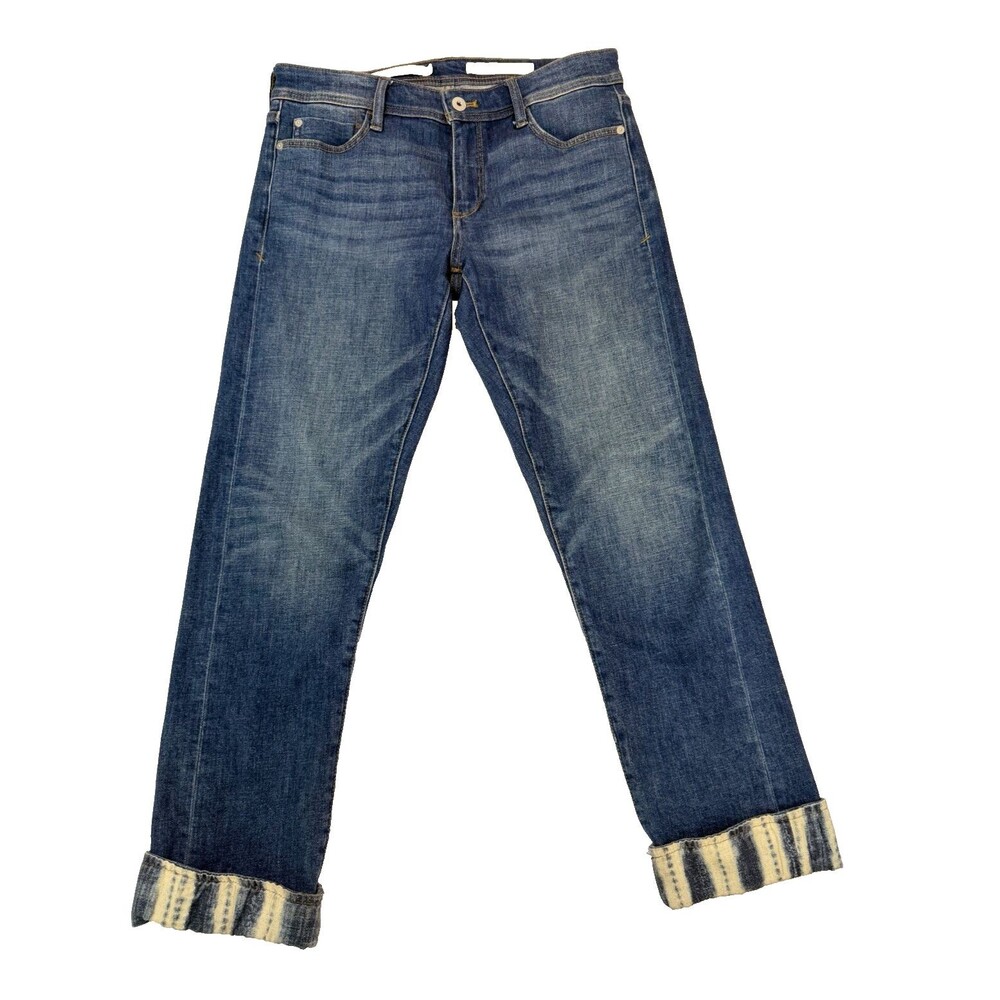 Pilcro Anthropologie Slim Boyfriend Jeans Womens 27 Cuffed Crop Medium Wash
